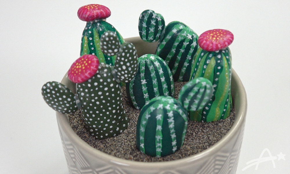 DIY Painted Cactus Rocks